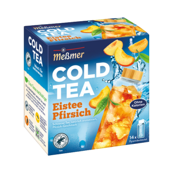 469059 Messmer Cold Tea Eistee Pfirsich, Teebeutel zum kalt aufgiessen, 1 Beutel fuer ca. 500 ml Wasser, 38g